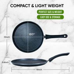 solara Granite Dosa Tawa, Induction Base, Gas Compatible with Soft Handle, Black, Tawa 28 cm diameter image 3