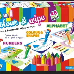 4 in 1 Colour & Wipe Kit 48 reusable cards| Crayons kit coloring and learning/-2