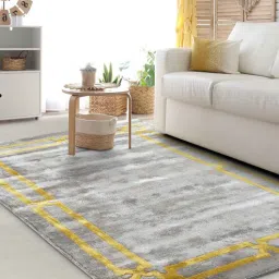 Buy Grey Abstract Art Silk 4 ft x 6 ft Hand Tufted Carpet by Joyrugs by Littlelooms-picture-17