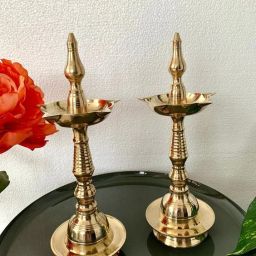 Pure Brass Kerala Samai 5.5Inc Small Diya Oil Lamps for Festival|Temple Diya Brass (Pack of 2) Table Diya Set-image-56