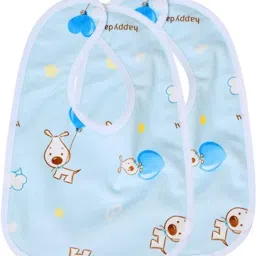 Baby Button Bibs/Apron Cute Multi Print| Waterproof Bib Set Pack of 2-Blue-picture-3