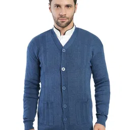 life and style Men Self Design V Neck Blue Sweater-picture-31