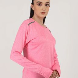 Women Solid Round Neck Polyester Pink T-Shirt-image-49