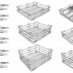 Stainless Steel Wire Modular Kitchen Basket(19X20 6 PC + Channel 20" 6 SET) Stainless Steel Kitchen Trolley-7
