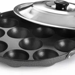 Appam bada Non Stick 12 Cavities Appam Patra/Appam Pan/Maker Paniarakkal with Lid 2 L capacity 23 cm diameter-image-71
