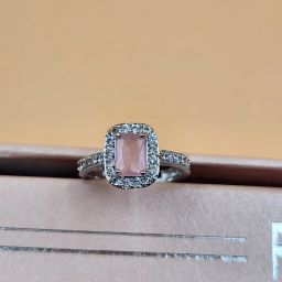 Women American Diamond Ring AD-Studded Finger Ring Pink ring Alloy Crystal Silver Plated Ring-image-60