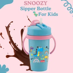 zerya Multi Cartoon Design Sipper Bottle For Kids With Straw & Side Handle 360ml image 3
