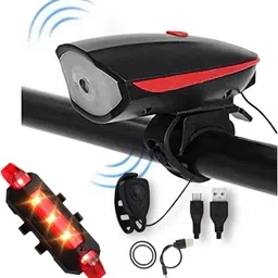 highrider USB Rechargeable & Waterproof Cycle Light with Horn & Tail Light Combo LED Front Rear Light Combo-picture-16