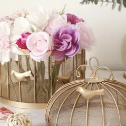 AZIZ UNIVERSAL Bulbul Basket with Mesh & Lid Countertop Ideal for Storing Fruits Gold Plated Fruit & Vegetable Basket-image-41