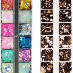 Nail Art Combo of 1 Set Butterfly Grid and 1 Set Gold and Black Heart Grid-image-61