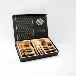 Black & Gold Cutlery Set 24-Piece European Style Flatware Gift Set with Box Stainless Steel Cutlery Set-9