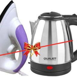 Super Combo Super Efficient Glitter Electric Kettle (2 L, Silver) & 750 W Dry Iron-image-3