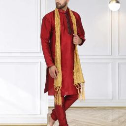 Pure Silk Solid Gold Men Dupatta-picture-29