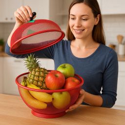 Apple Shape Fruits &p Vegetables Basket for Kitchen With Net Cover Stainless Steel Fruit & Vegetable Basket-image-64