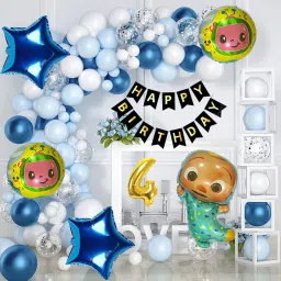Cocomelon Blue Theme 4th Birthday Decoration Kit with Balloons & Foil Characters-image-67