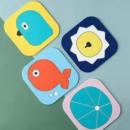 dhvsam PVC Trivet Mat, Hot Pads, Heat Resistant Coasters, Tableware Insulation Pad Potholders,Cups Pad,Placemat, Non-Slip Mat, Flexible,Random Color and Pattern Small & Big (Pack of 4) Square Round Trivet image 3