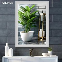 Home Decor Wall Hanging 1.75ft White Water Proof PVC Framed Bedroom, Bathroom Mirror-16