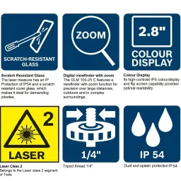 bosch GLM100-25C Laser Distance Meter, 100M Range, Non-magnetic Engineer's Precision Level image 5