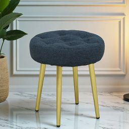 casacraft from pepperfry Viseu Boucle Fabric Round Stool In Blue Colour-picture-28