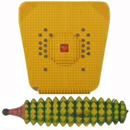 Acupressure Foot Mat With Magnets And Copper For Stress And Pain Relief + Wooden Karela Roller Fitness Accessory Kit Kit-20