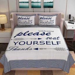 250 TC Polycotton Double 3D Printed Flat Bedsheet-image-53