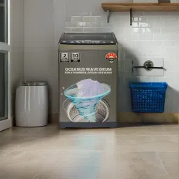 haier 8 kg Powerful Storm Pulsator, Custom Wash Cycles with Quick Wash, Near Zero Pressure Technology, Dual Magic Filter Fully Automatic Top Load Black, Grey image 3