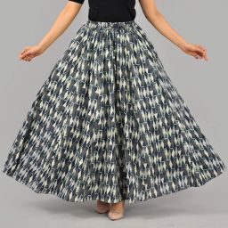 Women Printed Flared White, Black Skirt-image-45