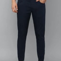 Men Regular Fit Black Cotton Blend Trousers-image-2