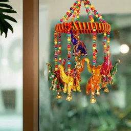Beautiful /Colorful Elephant Wind Chime /Jhoomer /Wall Hanging / Door Hanging /Handicraft Item For Home Decor / Office Decor /Living Room / Outdoor Hanging /Indoor Hanging Paper Windchime-6