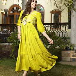 stylum Women Fit and Flare Light Green Maxi/Full Length Dress-picture-31