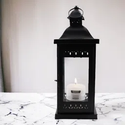 hosley Black Decorative Lantern with Free Pillar CandleHosley Black Decorative Lantern with Free Pillar Candle Black Iron Table Lantern-picture-49