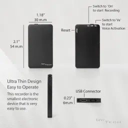 DDLC Slimmest Mini Digital Voice Activated Audio Recorder 64GB Inbuilt Memory NA Voice Recorder image 2