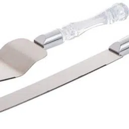 Cake Serving 2 Pcs Knife Set 1 PC Cake Cutting Knife + 1 PC Cake Server Cake Décor with Crystal Handles for Weddings, Birthdays, Cakes, Gifts Steel, Crystal Cake Server-6