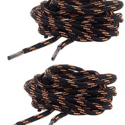 SHOESHINE 2 Round Boot Lace Casual, Hiking Shoelace (150cm) 4mm Thick Shoe Laces (Black Orange Line) Shoe Lace-3