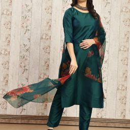Women Art Silk Kurti Pant Dupatta Set-image-49