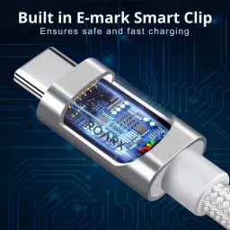 RoarX Type C 10 A 1 m Nylon Braided 60W Metal Braided Type C to C Fast Charging Data cable type C compatible with image 4