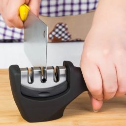Knife Sharpener with Replaceable Head for Metal and Ceramic Knives, Black Color, ABS Plastic Material Knife Sharpening Steel-13