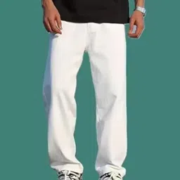 Men Jogger Fit Mid Rise White Jeans-image-70