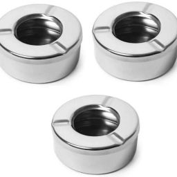 3 PCs Steel Ash Tray Ashtray Cigarette Ash Holder Bar Hotel Casino & Restaurant 3 - Piece Bar Set-image-80