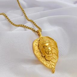 Elegant Gold Plated Gautam Buddha Pendant with gold chain for Men and Boys Gold-plated Stainless Steel Pendant Set-11