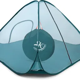 sk online services Polyester Adults Washable Foldable Double Bed Mosquito Net with Base , 2 side zipper - One is large around 5Feet for easy Entry & exit, no need to bend ;(Size : LxWxH : 7 x 7 x 5.2 ft ) Mosquito Net image 3