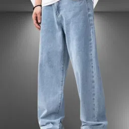 Men Boot-Leg Mid Rise Light Blue Jeans-image-59
