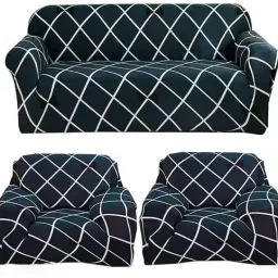 Polyester Geometric 3+1+1 Seater Sofa Cover-image-43