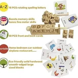 raindrops Wooden A to Z alphabets Spelling and Words Making Game Using Flash Card Images image 5