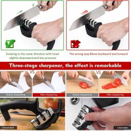 actrovax Advanced Manual Knife Sharpener for Kitchen 3 Stage Sharpening Tool-X49 Knife Sharpening Steel image 5