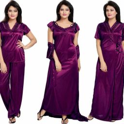 Pack of 4 Women Nighty with Robe-image-39