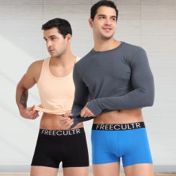 Pack of 2 Organic Cotton Trunks, Ultrasoft Waistband, Premium Snug-Fit Underwear Solid Men Trunk-21