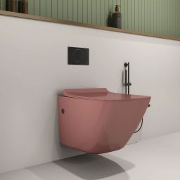P Trap Wall Hung Toilet, Ceramic Rimless Commode,(Rosewood, 21X14X14 Inch)-LIVA Wall Hung-Liva-Rosewood Western Commode-18