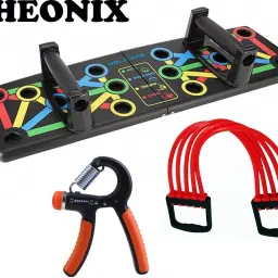 Combo Of Push Up Board With Chest Expander And Hand Gripper Fitness Accessory Kit Kit-3
