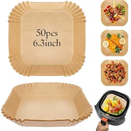 50pcs Oil-Proof Air Fryer Liners Disposable Brown Parchment Sheets 6.3 Inch Airfryer Tray-picture-20